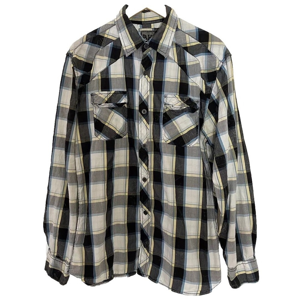 BKE Buckle Shirt Mens Extra Large XL Button Front Long Sleeve Plaid